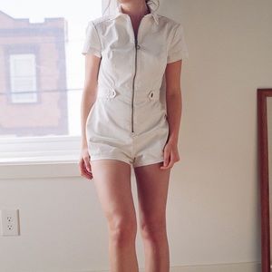 Urban Outfitters UO Tyson Twill Utility Romper White Denim Romper